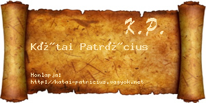 Kátai Patrícius névjegykártya